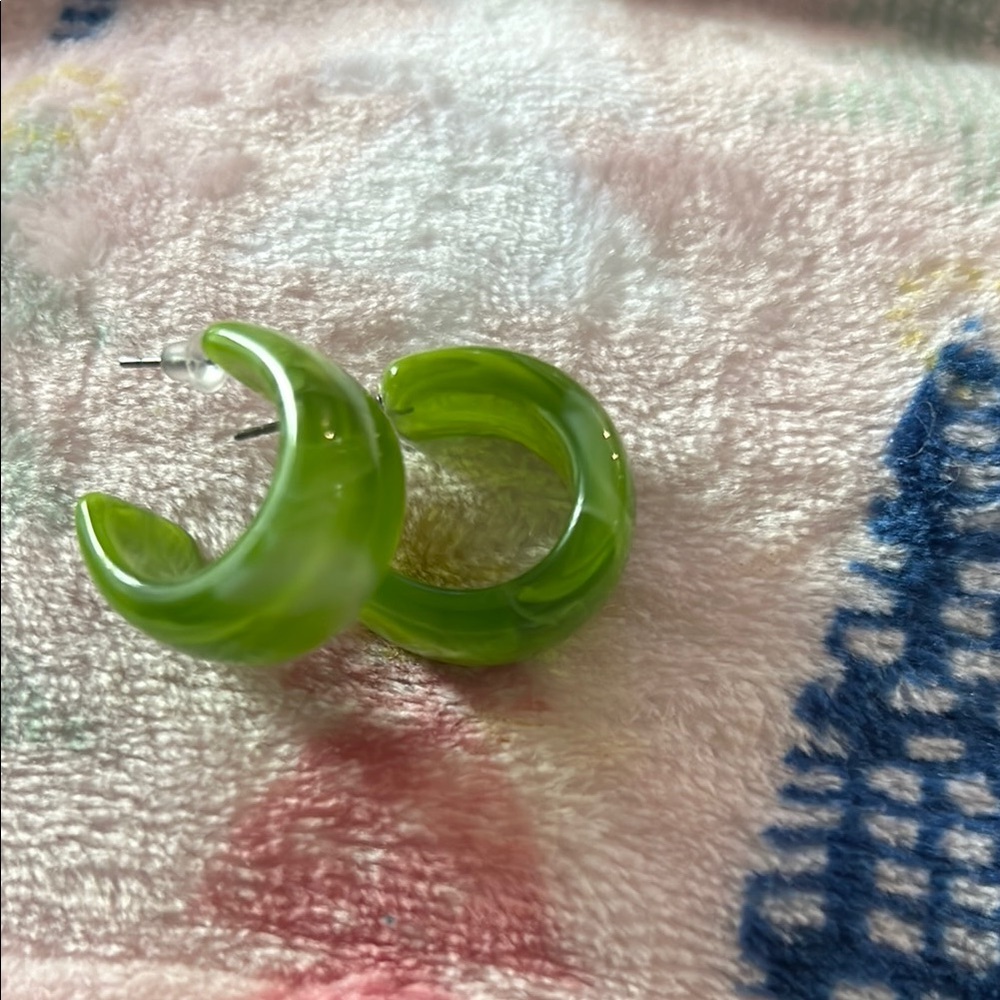 Green Acrylic Hoop Earrings